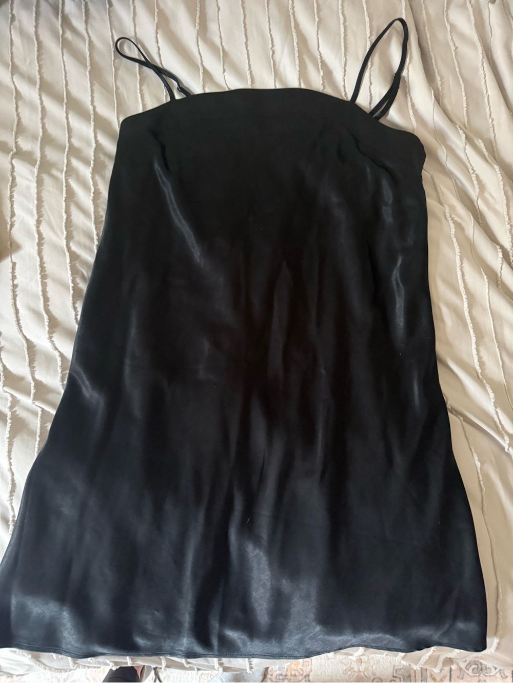 Simple Black Satin Slip Mini A line Dress Abercrombie & Fitch NWT SMALL
